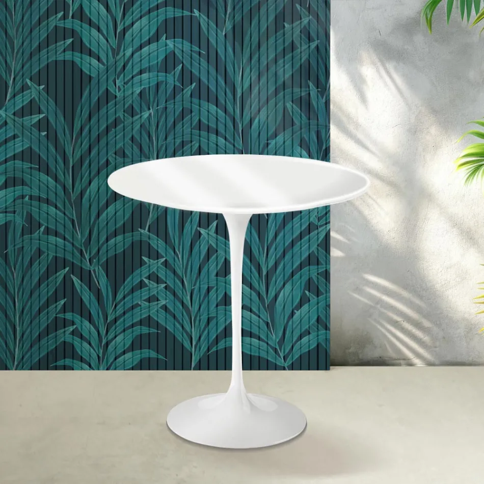 Saarinen Tulip Coffee Table H 52 cm in Glossy White Florim Ceramic - Scarlet Viadurini