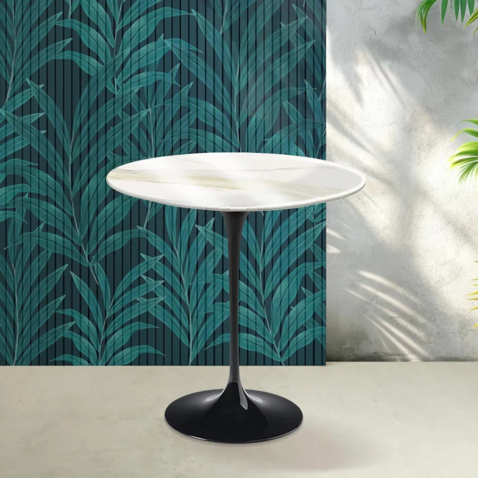 Saarinen Tulip Coffee Table H 52 cm in Florim Calacatta Gold Gloss Ceramic - Scarlet Viadurini