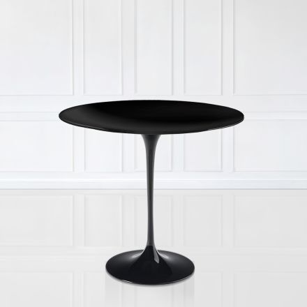 Tulip Saarinen Coffee Table H 52 with Oval Top in Black Liquid Laminate Made in Italy - Scarlet Viadurini