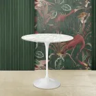 Tulip Saarinen Coffee Table H 52 with Oval Carrara Marble Top Made in Italy - Scarlet Viadurini