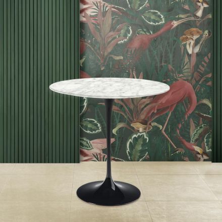 Tulip Saarinen Coffee Table H 52 with Oval Carrara Marble Top Made in Italy - Scarlet Viadurini