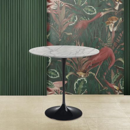 Tulip Saarinen H 52 Oval Coffee Table in Carrara Statuarietto Marble Made in Italy - Scarlet Viadurini