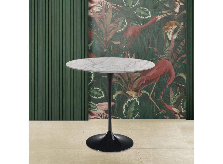 Tulip Saarinen H 52 Oval Coffee Table in Carrara Statuarietto Marble Made in Italy - Scarlet Viadurini