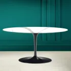 Tulip Saarinen Oval Coffee Table H 41 in Calacatta Michelangelo Made in Italy - Scarlet Viadurini