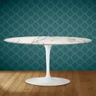 Saarinen Tulip Coffee Table Oval H 41 in Ceramic Aura 22 Made in Italy - Scarlet Viadurini