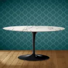 Saarinen Tulip Coffee Table, Oval, H 41 cm, Aura 22 Ceramic, Made in Italy - Scarlet Viadurini