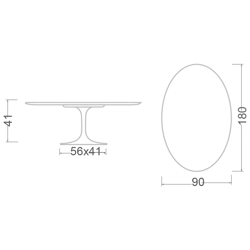 Saarinen Tulip Coffee Table, Oval, H 41 cm, Domoos Ceramic, Made in Italy - Scarlet Viadurini