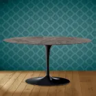 Tulip Saarinen Oval Coffee Table H 41 in Kira Ceramic Made in Italy - Scarlet Viadurini