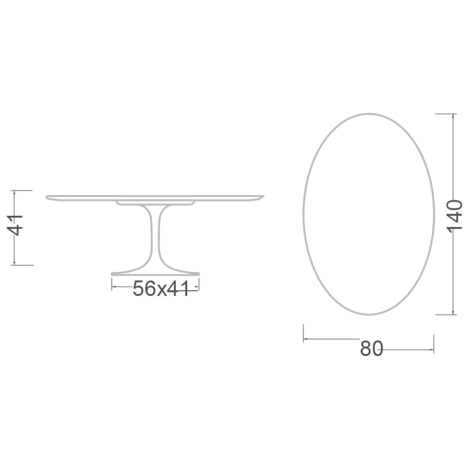 Saarinen Tulip Coffee Table, Oval, H 41 cm, Glossy Ceramic, Made in Italy - Scarlet Viadurini