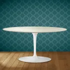 Saarinen Tulip Coffee Table, Oval, H 41 cm, Marmorio Ceramic, Made in Italy - Scarlet Viadurini