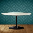Saarinen Tulip Coffee Table, Oval, H 41 cm, Marmorio Ceramic, Made in Italy - Scarlet Viadurini