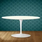 Saarinen Tulip Coffee Table, Oval, H 41 cm, Moonè Ceramic, Made in Italy - Scarlet Viadurini
