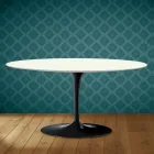 Saarinen Tulip Coffee Table, Oval, H 41 cm, Moonè Ceramic, Made in Italy - Scarlet Viadurini