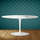 Saarinen Oval Tulip Coffee Table H 41 in Salina Ceramic Made in Italy - Scarlet Viadurini