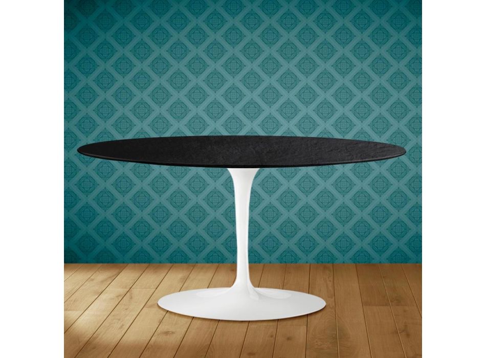 Tulip Saarinen Oval Coffee Table H 41 in Sirius Ceramic Made in Italy - Scarlet Viadurini