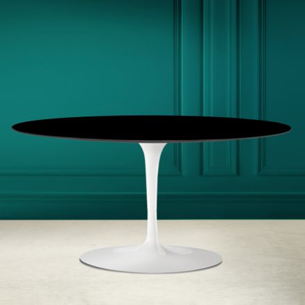 Tulip Saarinen Oval Coffee Table H 41 in Absolute Black Made in Italy - Scarlet Viadurini