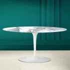 Tulip Saarinen Oval Coffee Table H 41 in Statuario Altissimo Made in Italy - Scarlet Viadurini