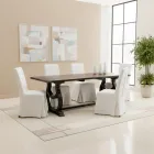 200x100 cm Pine Wood Table with Antique Wash Base - Aieta Viadurini