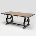 200x100 cm Pine Wood Table with Antique Wash Base - Aieta
