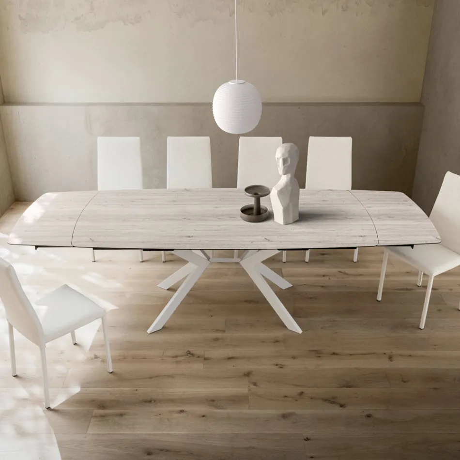 Extendable Barrel Table to 240 or 280 cm in HPL and Metal - Present Viadurini