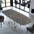 Modern Barrel-Shaped Table in Hypermarble and Steel Made in Italy – Ezzellino Viadurini