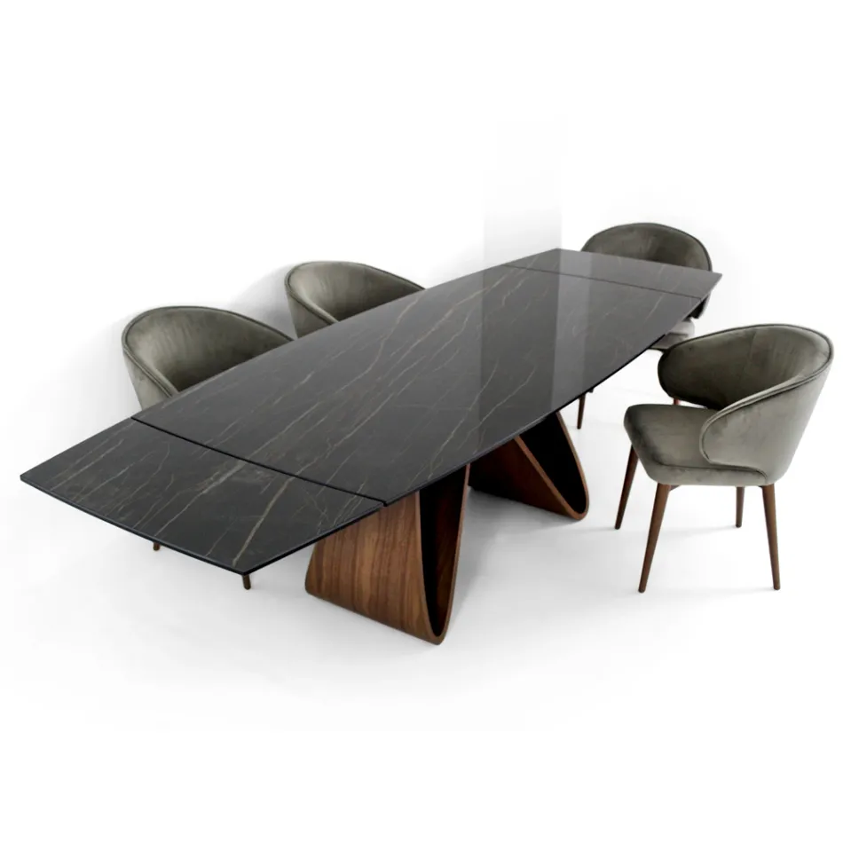 Extendable table to 276 cm in Noir Desir Ceramic Made in Italy - Equator Viadurini