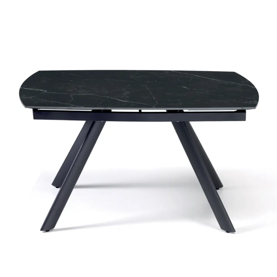 Extendable Table 140/210x90 cm in Sintered Stone with a Marble Effect - Atrium Viadurini