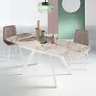 Extendable Table 140/210x90 cm in Sintered Stone with a Marble Effect - Atrium Viadurini