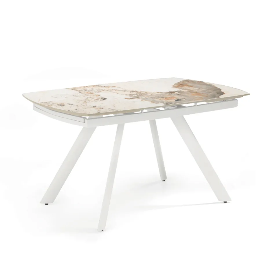 Extendable Table 140/210x90 cm in Sintered Stone with a Marble Effect - Atrium Viadurini