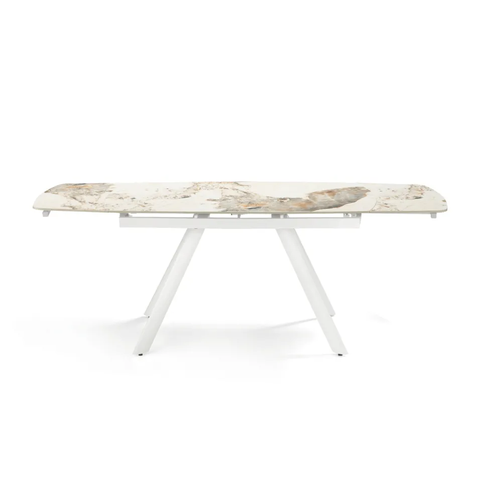 Extendable Table 140/210x90 cm in Sintered Stone with a Marble Effect - Atrium Viadurini