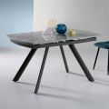Extendable Table 140/210x90 cm in Sintered Stone with a Marble Effect - Atrium