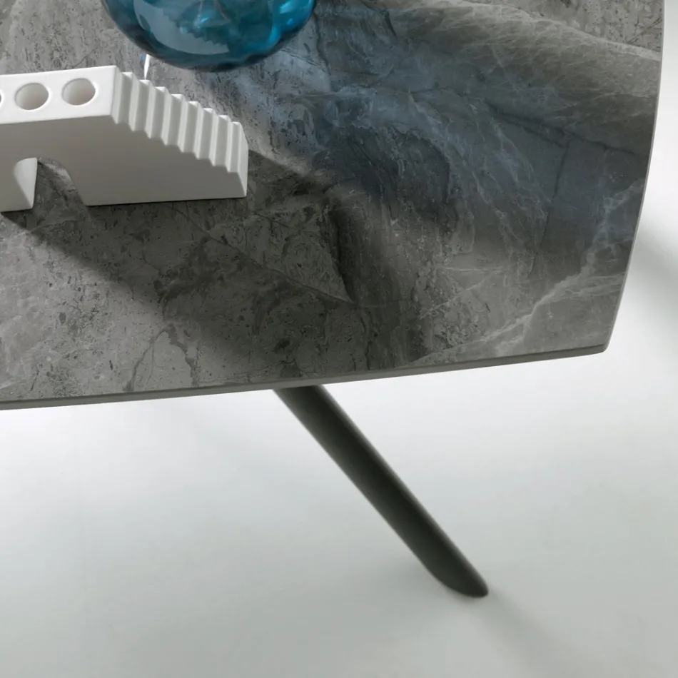 Extendable Table 140/210x90 cm in Sintered Stone with a Marble Effect - Atrium Viadurini