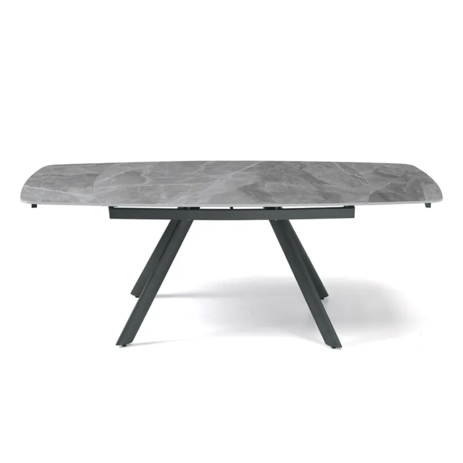 Extendable Table 140/210x90 cm in Sintered Stone with a Marble Effect - Atrium Viadurini