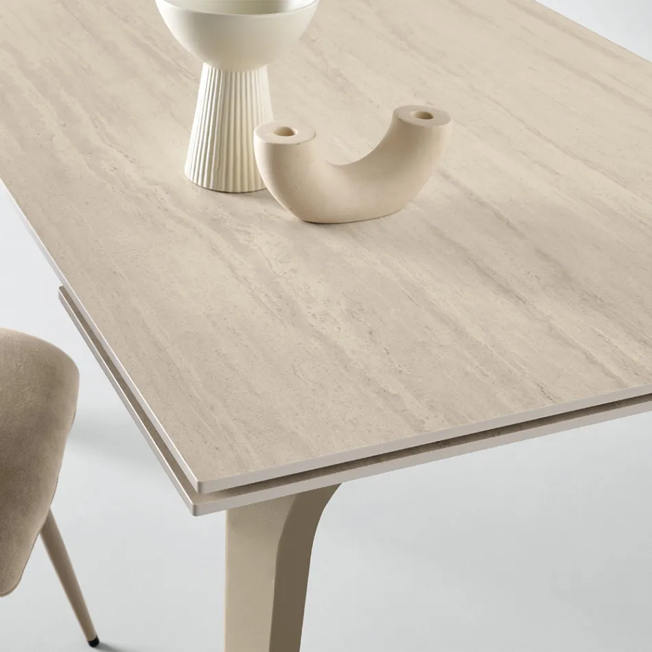Extendable Table 160/240x90 cm in Sintered Stone with a Marble Effect - Samus Viadurini