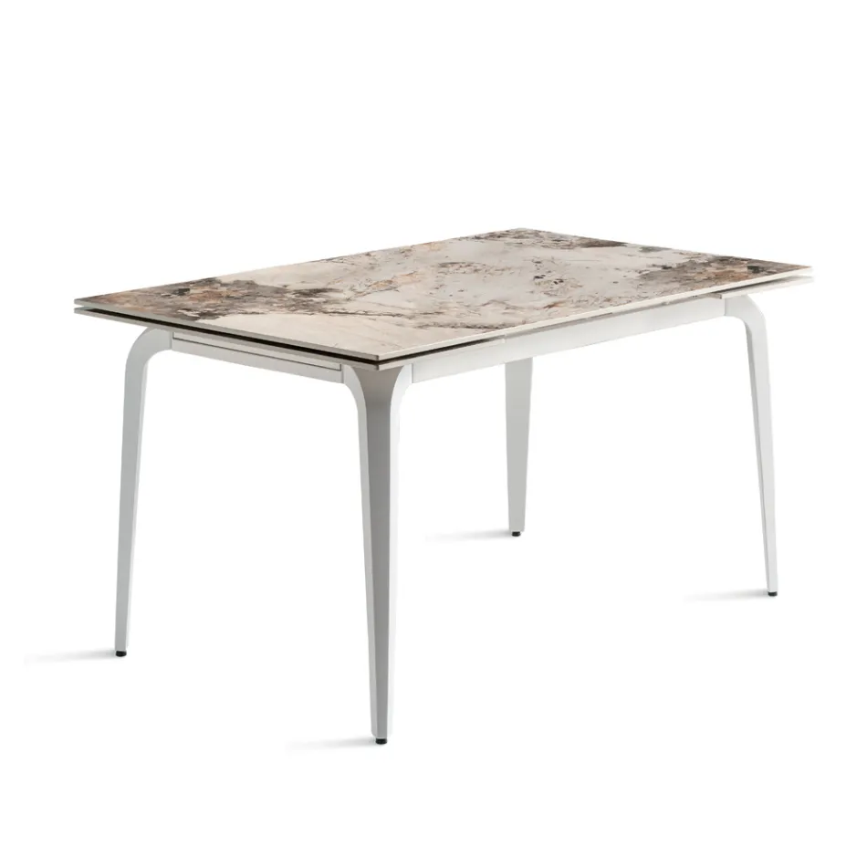 Extendable Table 160/240x90 cm in Sintered Stone with a Marble Effect - Samus Viadurini