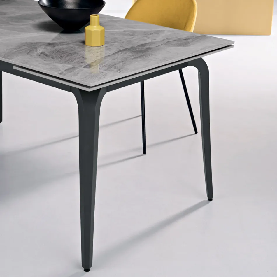 Extendable Table 160/240x90 cm in Sintered Stone with a Marble Effect - Samus Viadurini