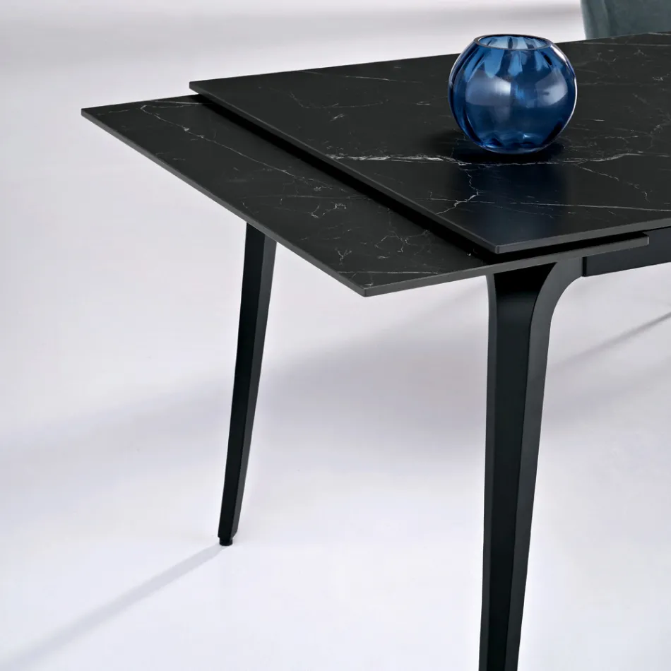 Extendable Table 160/240x90 cm in Sintered Stone with a Marble Effect - Samus Viadurini