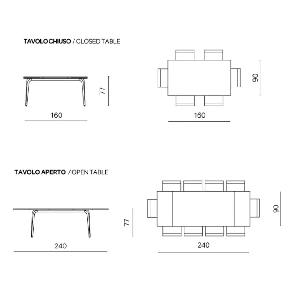 Extendable Table 160/240x90 cm in Sintered Stone with a Marble Effect - Samus Viadurini