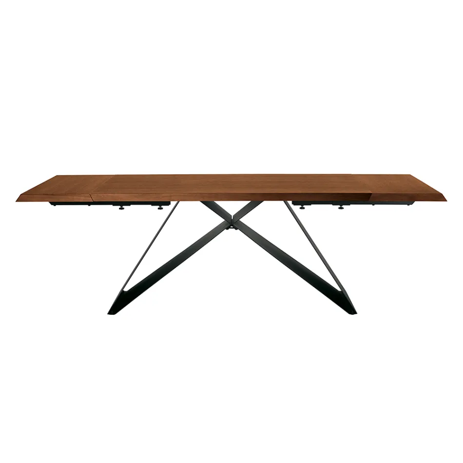 Extendable Table 160/240x90 cm Made of Walnut and Iron - Nodo Viadurini