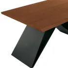 Extendable Table 160/240x90 cm Made of Walnut and Iron - Nodo Viadurini