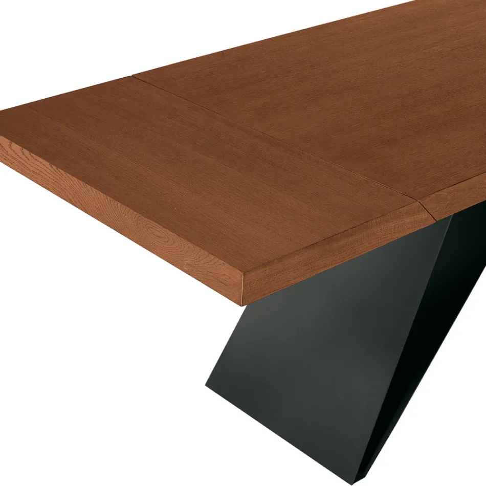 Extendable Table 160/240x90 cm Made of Walnut and Iron - Nodo Viadurini