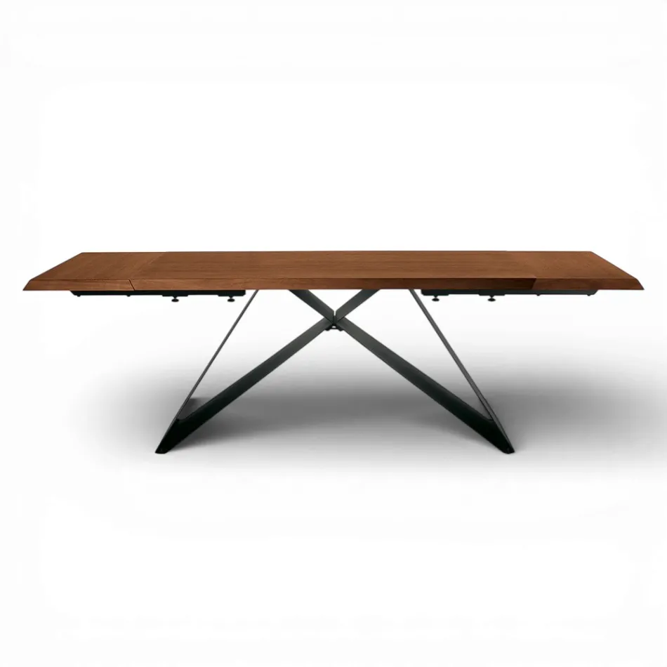 Extendable Table 160/240x90 cm Made of Walnut and Iron - Nodo Viadurini