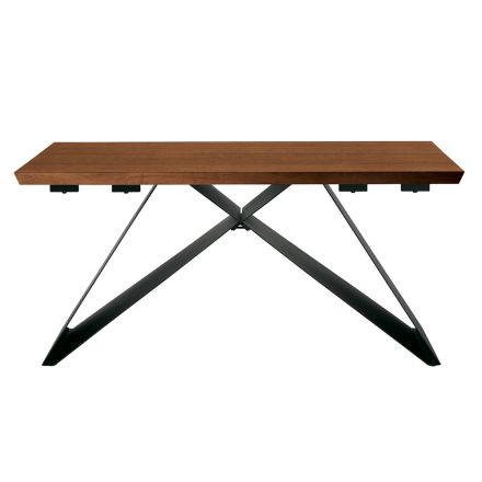 Extendable Table 160/240x90 cm Made of Walnut and Iron - Nodo Viadurini