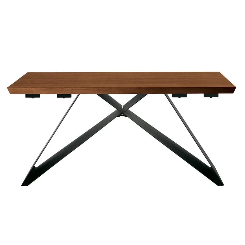 Extendable Table 160/240x90 cm Made of Walnut and Iron - Nodo Viadurini