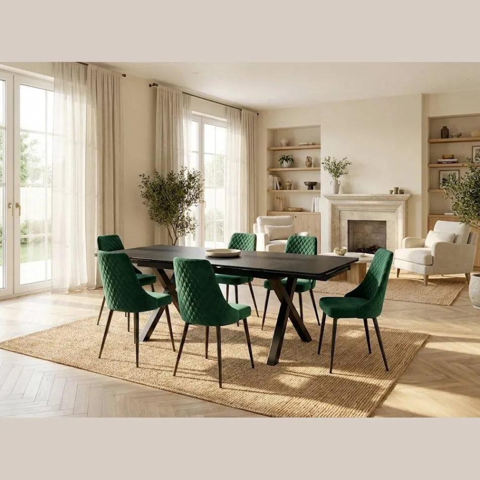 Extendable Table 160/240x90 cm Made of Glass Ceramic - Master Viadurini