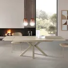 Extendable Table 160/240x91 cm in Sintered Stone with a Marble Effect - Palazzo Viadurini