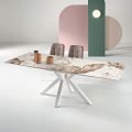 Extendable Table 160/240x91 cm in Sintered Stone with a Marble Effect - Palazzo