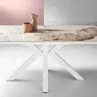 Extendable Table 160/240x91 cm in Sintered Stone with a Marble Effect - Palazzo Viadurini