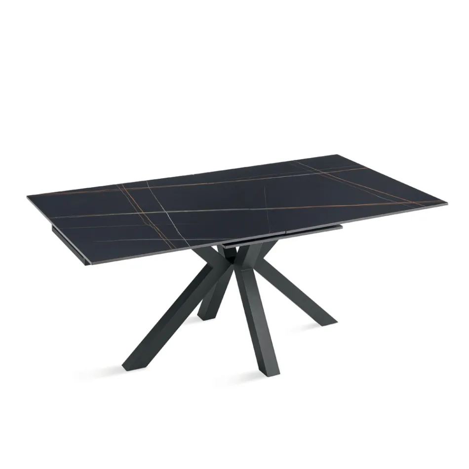 Extendable Table 180/240x100 cm in Sintered Stone with a Marble Effect - Loggia Viadurini