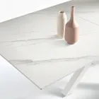 Extendable Table 180/240x100 cm in Sintered Stone with a Marble Effect - Loggia Viadurini